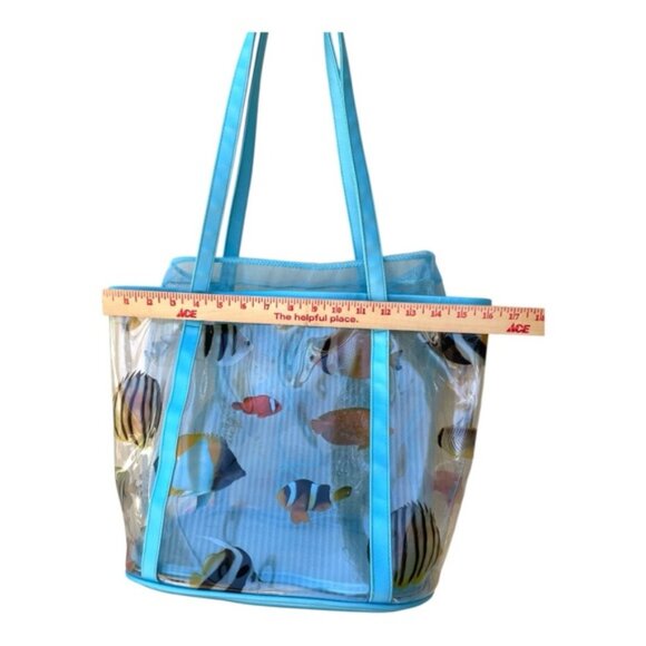 Vintage Clear Fish Print Large Beach Tote Bag - Picture 4 of 8